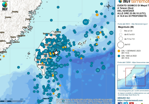 Evento sismico Mw 7.3 a Taiwan, 3 aprile 2024