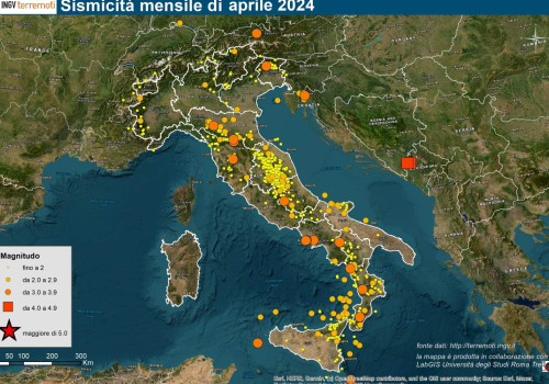 Le mappe mensili della sismicità, aprile 2024